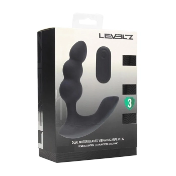 Korek analny wibrujący koralikowy Levelz zdalny czarny 14 cm USB