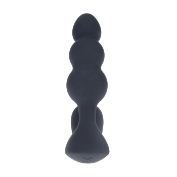 Korek analny wibrujący koralikowy Levelz zdalny czarny 14 cm USB