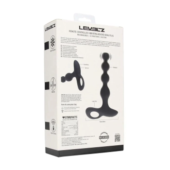 Wibrujący koralikowy korek analny silikonowy Levelz czarny 20 cm