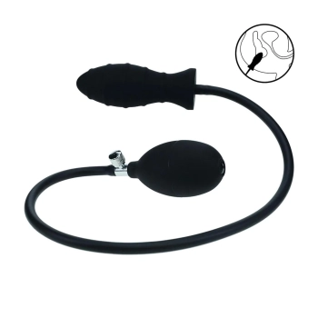 Żebrowany korek analny pompowany silikonowy Levelz by Shots czarny 5 cm