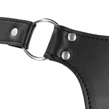 Pas cnoty ze skóry PU Ouch z paskami czarny 110 cm