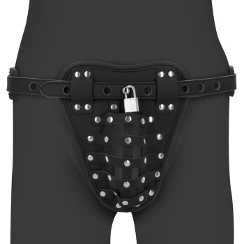 Pas cnoty jock Ouch z skóry PU czarny