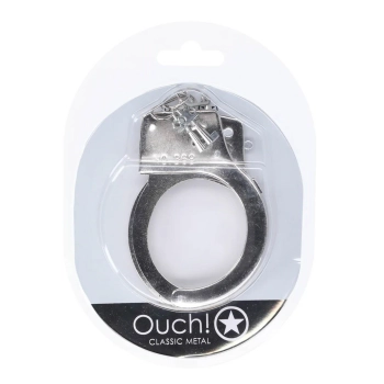 Kajdanki metalowe klasyczne Ouch! srebrne 24 cm