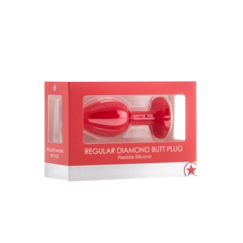 Korek analny diamentowy silikonowy Ouch czerwony 7,3 cm