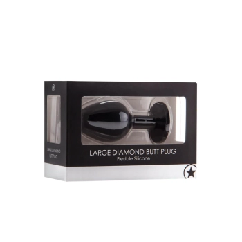 Korek analny Diamond Ouch! czarny duży 8 cm