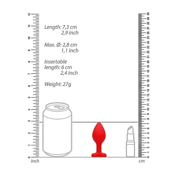 Diamond Heart Butt Plug - Regular - Red