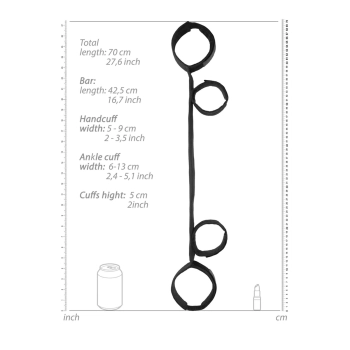 Drążek rozporowy z kajdankami Ouch! czarny 70 cm