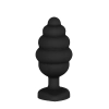 Large Ribbed Diamond Heart Plug - Black