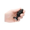 Large Ribbed Diamond Heart Plug - Black