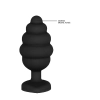 Large Ribbed Diamond Heart Plug - Black
