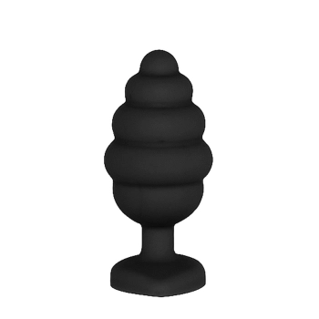 Large Ribbed Diamond Heart Plug - Black