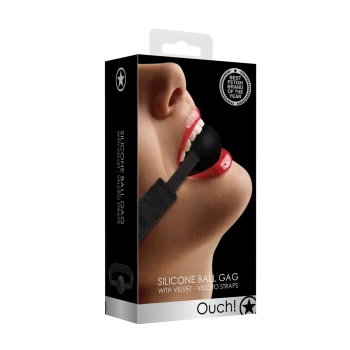 Silikonowy knebel z kulką Ouch! regulowany 62,5 cm