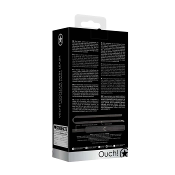 Obroża welwetowa regulowana ze smyczą Ouch! 51 cm