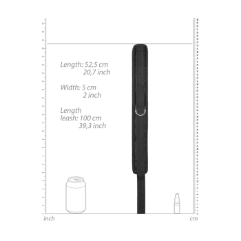 Obroża welwetowa regulowana ze smyczą Ouch! 51 cm