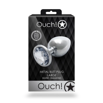Duży aluminiowy korek analny z klejnotem Ouch! 8 cm