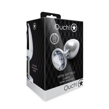 Duży aluminiowy korek analny z klejnotem Ouch! 8 cm