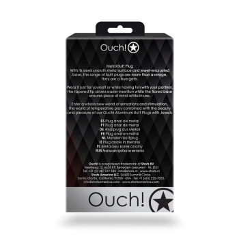 Duży aluminiowy korek analny z klejnotem Ouch! 8 cm