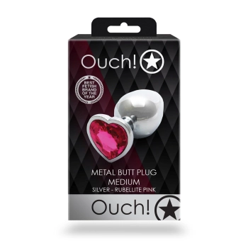 Aluminiowy korek analny Heart Gem Ouch średni 7 cm