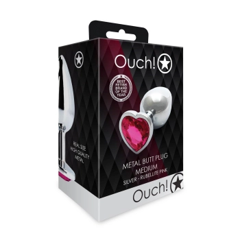 Aluminiowy korek analny Heart Gem Ouch średni 7 cm