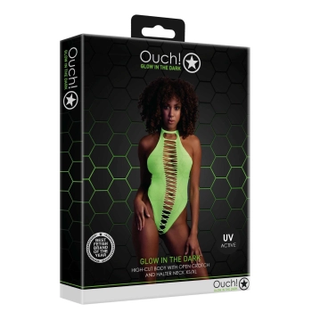 Body z wysokim krojem Ouch neonowa zieleń XS XL