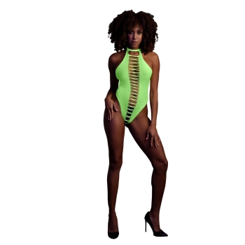Body z wysokim krojem Ouch neonowa zieleń XS XL