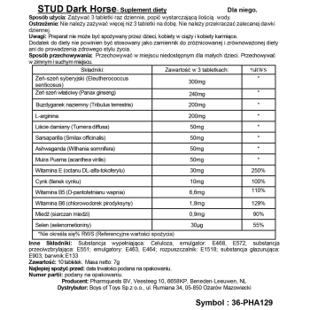 Tabletki na erekcję Stud Dark Horse Pharmquests 10 sztuk
