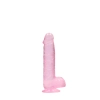 Realistyczne dildo z jądrami RealRock Crystal Clear 17 cm