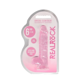 Realistyczne dildo z jądrami RealRock Crystal Clear 17 cm