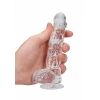 Dildo realistyczne z jądrami transparentne RealRock 17 cm