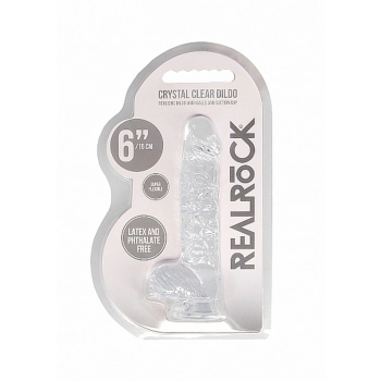 Dildo realistyczne z jądrami transparentne RealRock 17 cm