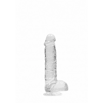 Dildo realistyczne z jądrami transparentne RealRock 17 cm