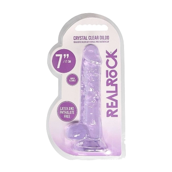 Dildo realistyczne RealRock z jądrami fioletowe 18 cm