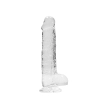 Dildo realistyczne z jądrami RealRock Crystal Clear transparentne 21 cm