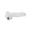 Dildo realistyczne z jądrami RealRock Crystal Clear transparentne 21 cm