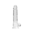 Dildo realistyczne z jądrami RealRock Crystal Clear transparentne 21 cm