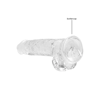 Dildo realistyczne z jądrami RealRock Crystal Clear transparentne 21 cm