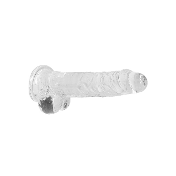 Dildo realistyczne z jądrami RealRock Crystal Clear transparentne 21 cm