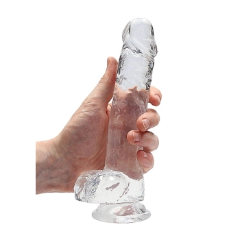 Dildo realistyczne z jądrami RealRock Crystal Clear transparentne 21 cm