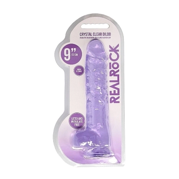Dildo realistyczne RealRock z jądrami fioletowe 23 cm