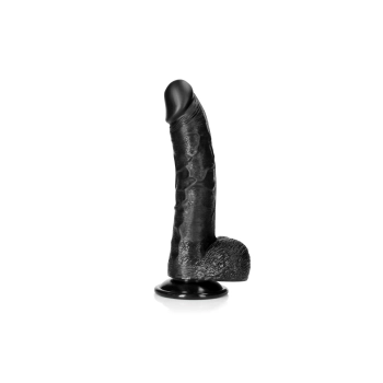 Dildo realistyczne zakrzywione RealRock z moszną i przyssawką 20,5 cm