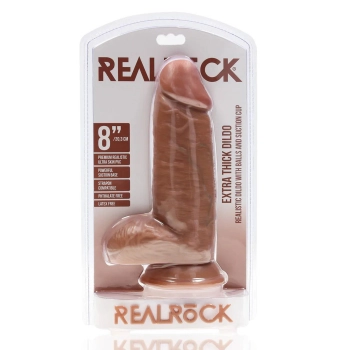 Dildo realistyczne RealRock grube z moszną cieliste 20 cm