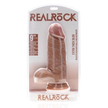 Dildo realistyczne RealRock grube z moszną 23 cm cieliste