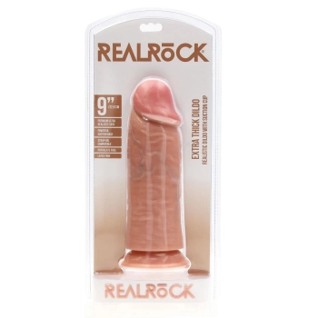 Dildo RealRock ekstra grube proste 23 cm cieliste bez jąder