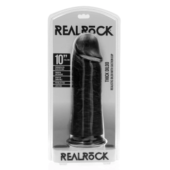 Dildo realistyczne RealRock grube proste bez jąder 25 cm czarne
