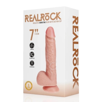 Wibrator realistyczny RealRock z jądrami 18 cm cielisty