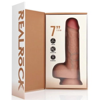 Wibrator realistyczny RealRock z jądrami 18 cm cielisty