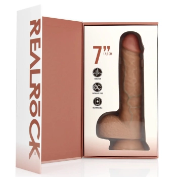 Wibrator realistyczny RealRock z jajami cielisty 18 cm