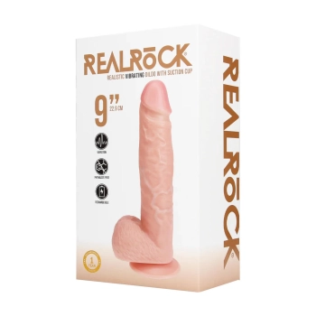 Wibrator realistyczny RealRock z jajami cielisty 25 cm
