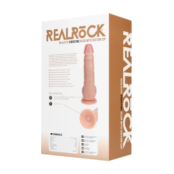 Wibrator realistyczny RealRock z jajami cielisty 25 cm