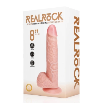 Wibrator realistyczny rotujący z jądrami RealRock 20,5 cm cielesny